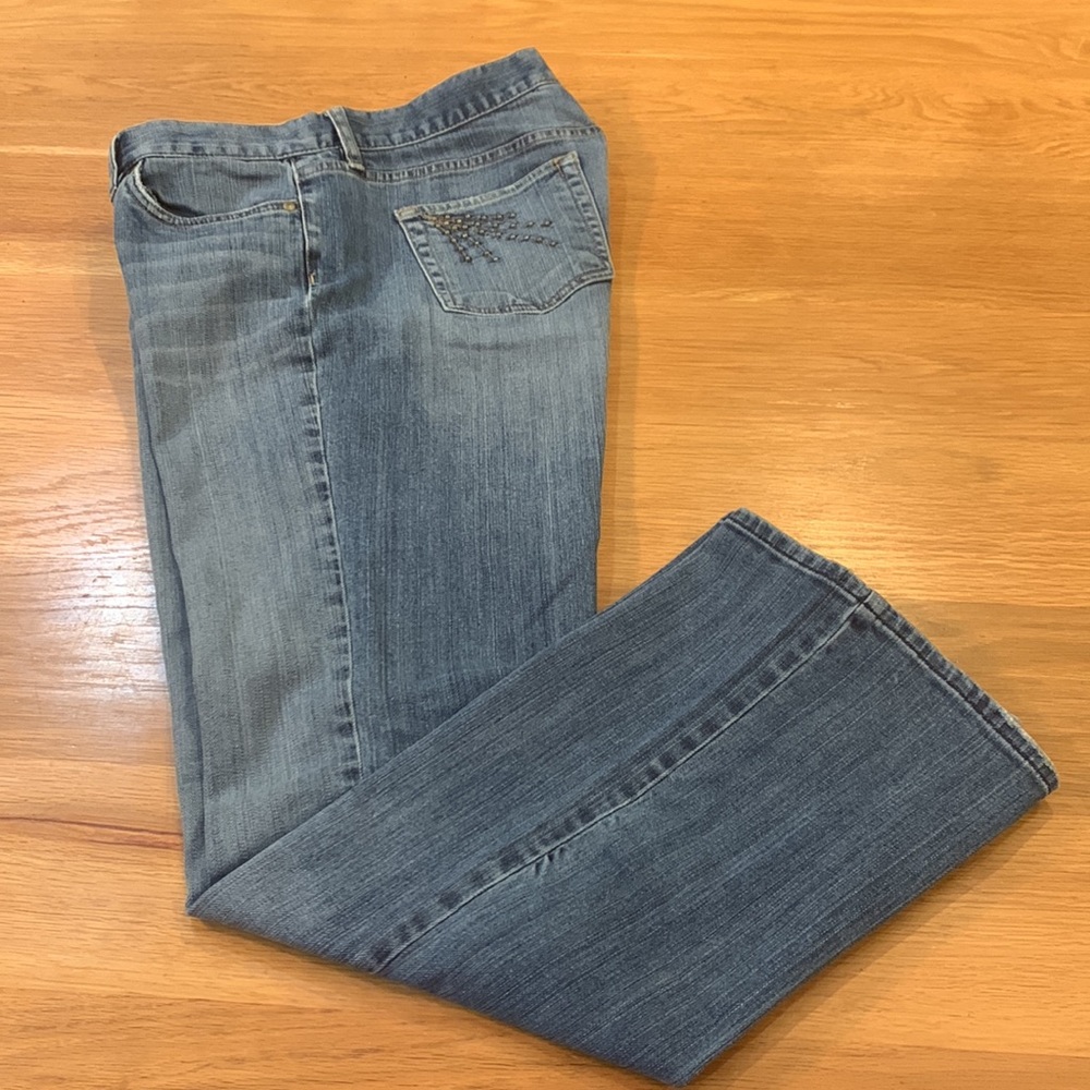 OLD NAVY Size 14 ~Boot Cut Stretch Jeans~Wide Leg Pants~Medium High Waisted ~